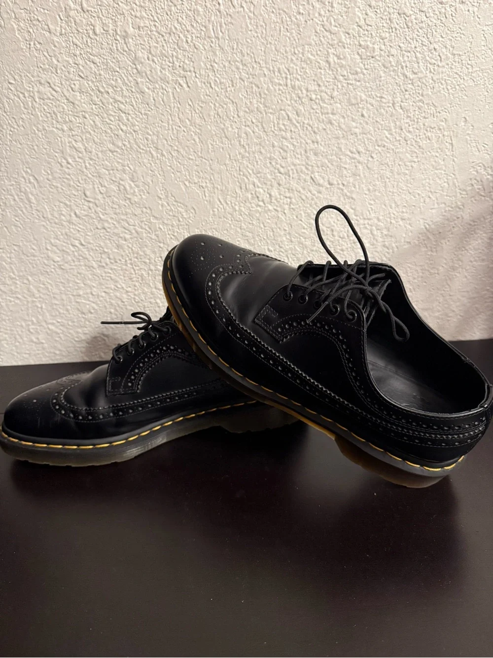 Dr. Martens Black Shoes with Yellow Stitching
